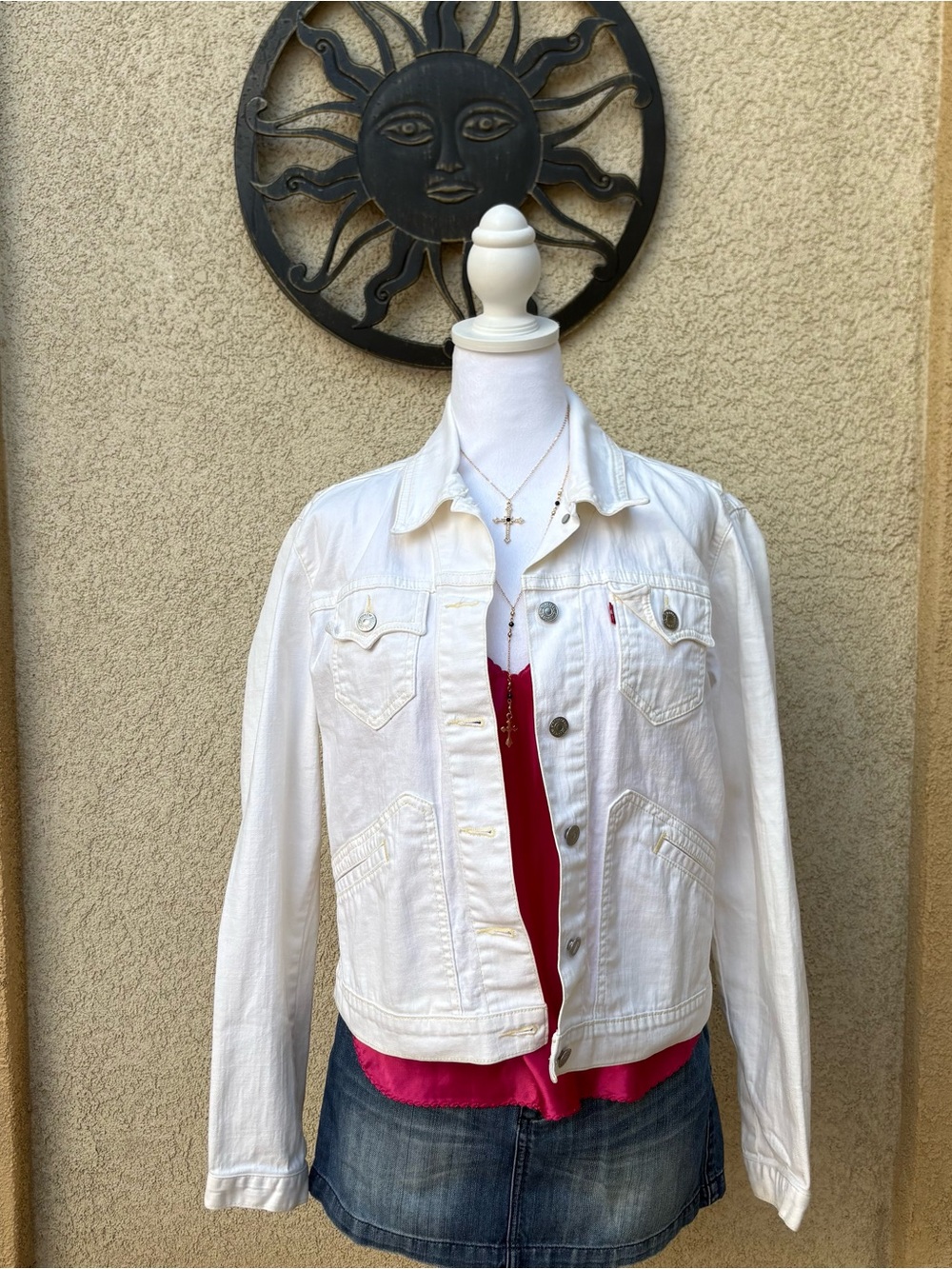 Levi's Off White Denim Original Trucker Women’s Jacket Streetwear Minimalist